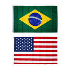 Kit Bandeiras Brasil E Usa 100% Silkadas 90x150cm + Adesivos