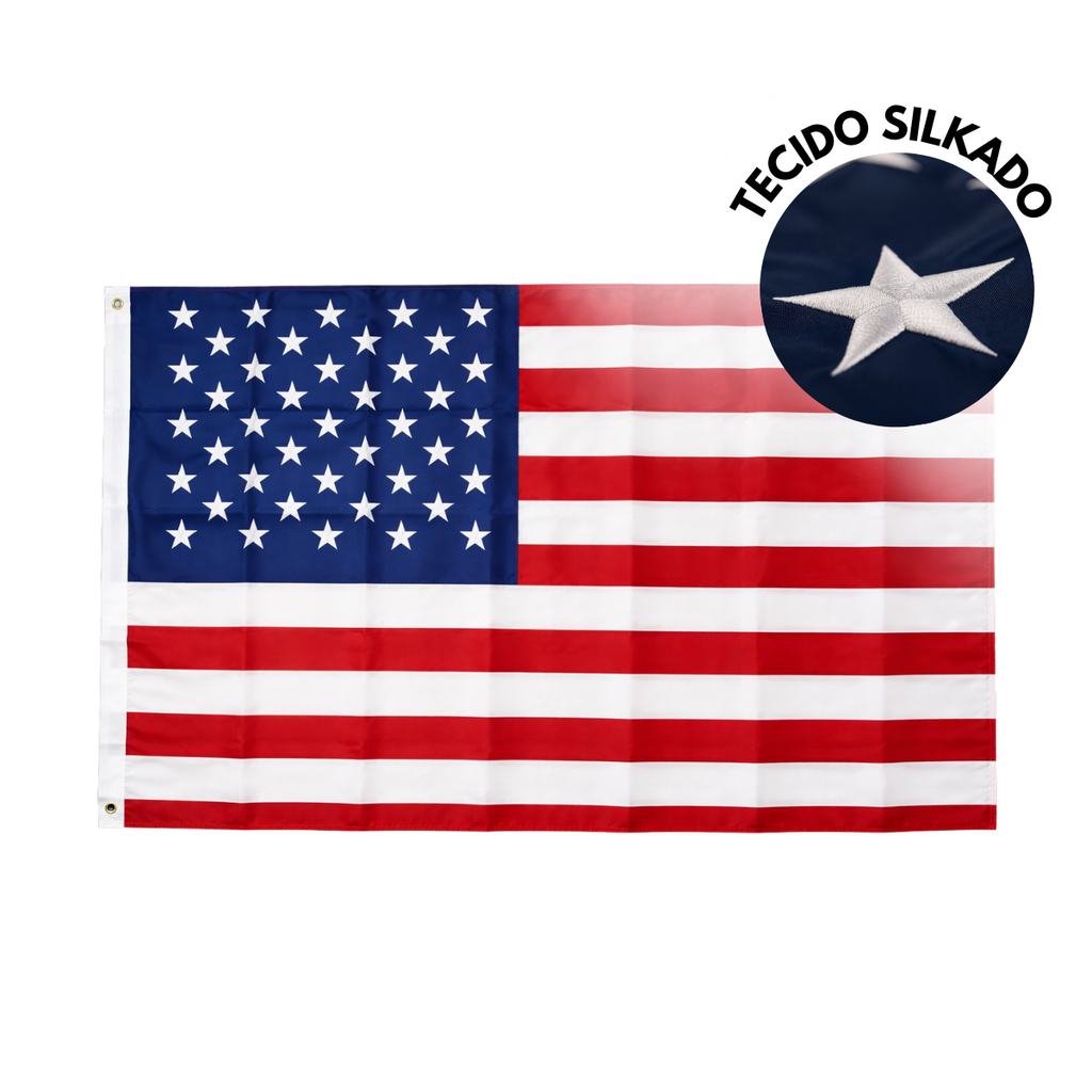 Bandeira Dos Usa 100% Silkado 90 X 150 Cm + Adesivo Usa